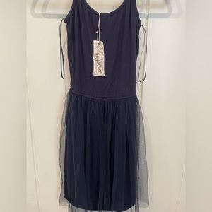NWT Msytree Navy Blue Tulle Dress Women’s Size Small